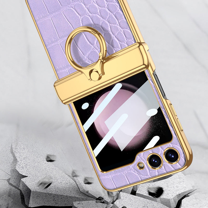 GKK til Samsung Galaxy Z Flip5 5G etui Magnetisk hængsel læder PC-telefon Kickstand Cover med lille skærm film GKK til Samsung Galaxy Z Flip5 5G etui Magnetisk hængsel læder PC-telefon Kickstand Cover med lille skærm film
